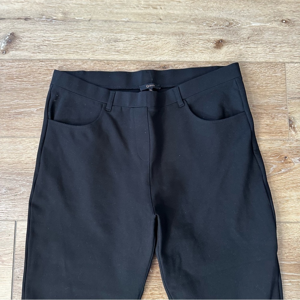 Quince Ultra-Stretch Ponte Straight Leg 4-Pocket Pant in Black Sz XL/25 GUC - Picture 3 of 9